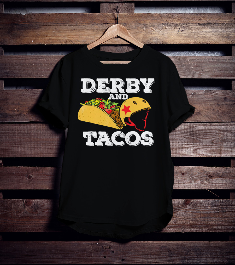 Derby And Tacos Helmet With Star And Taco Filling T-Shirt