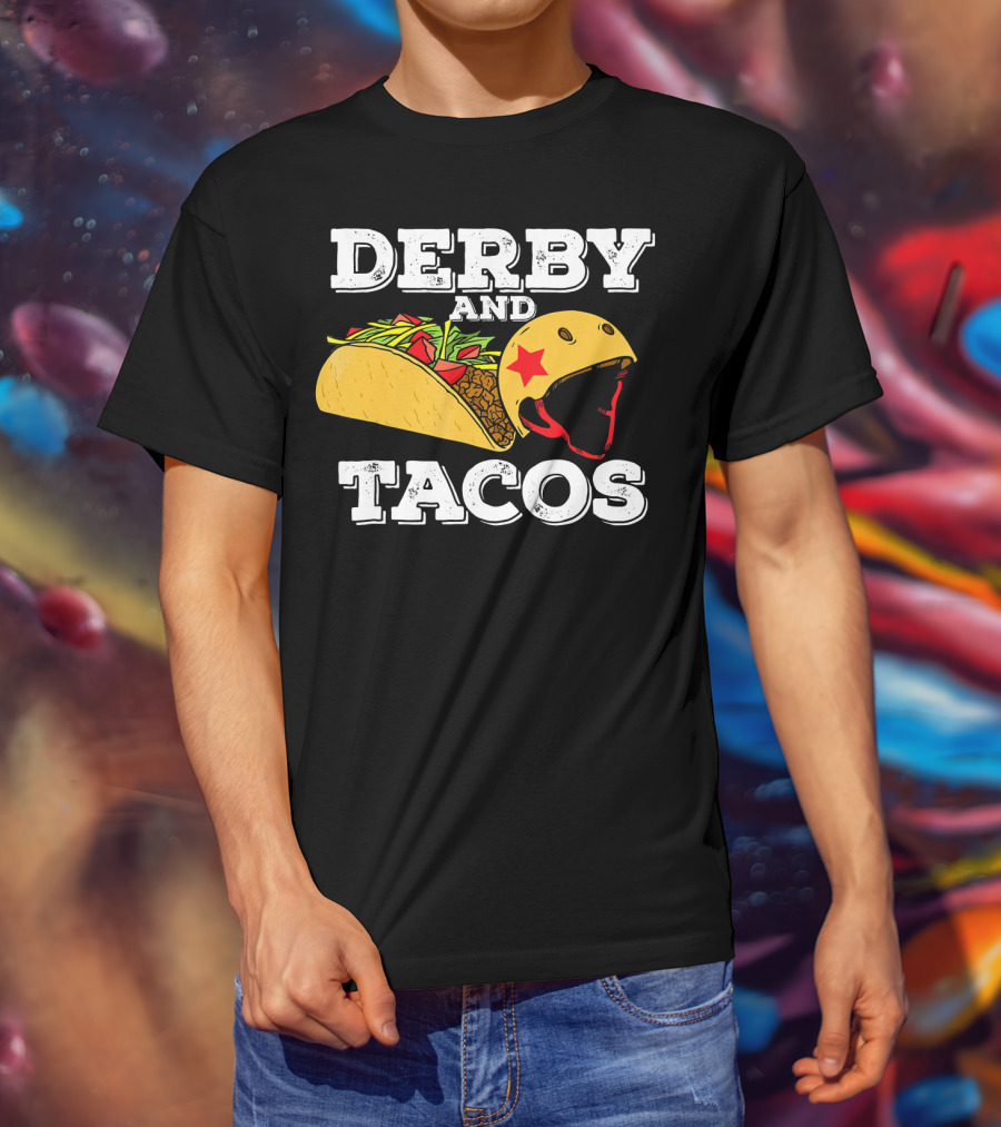 Derby And Tacos Helmet With Star And Taco Filling T-Shirt