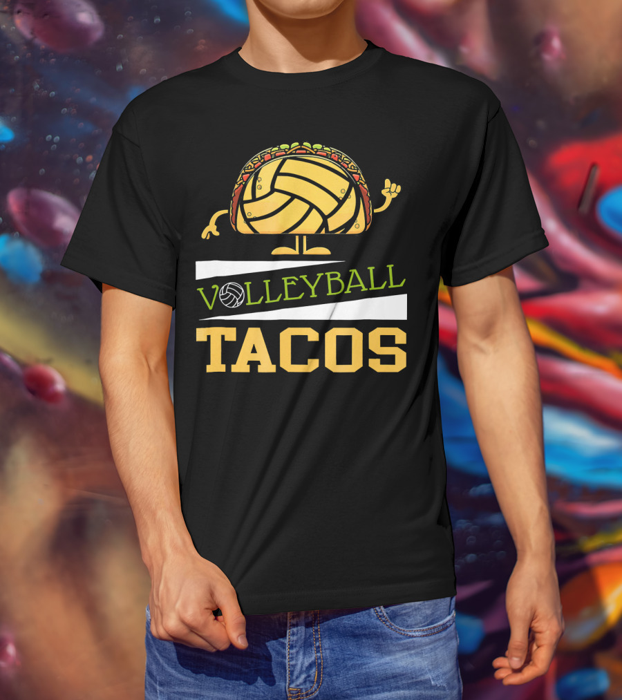 Volleyball Tacos Fun Men Women Kids Volleyball Player T-Shirt