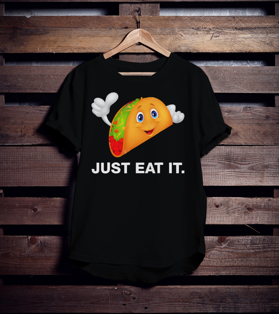 Just Eat It Taco Cartoon Emoji With Hands T-Shirt