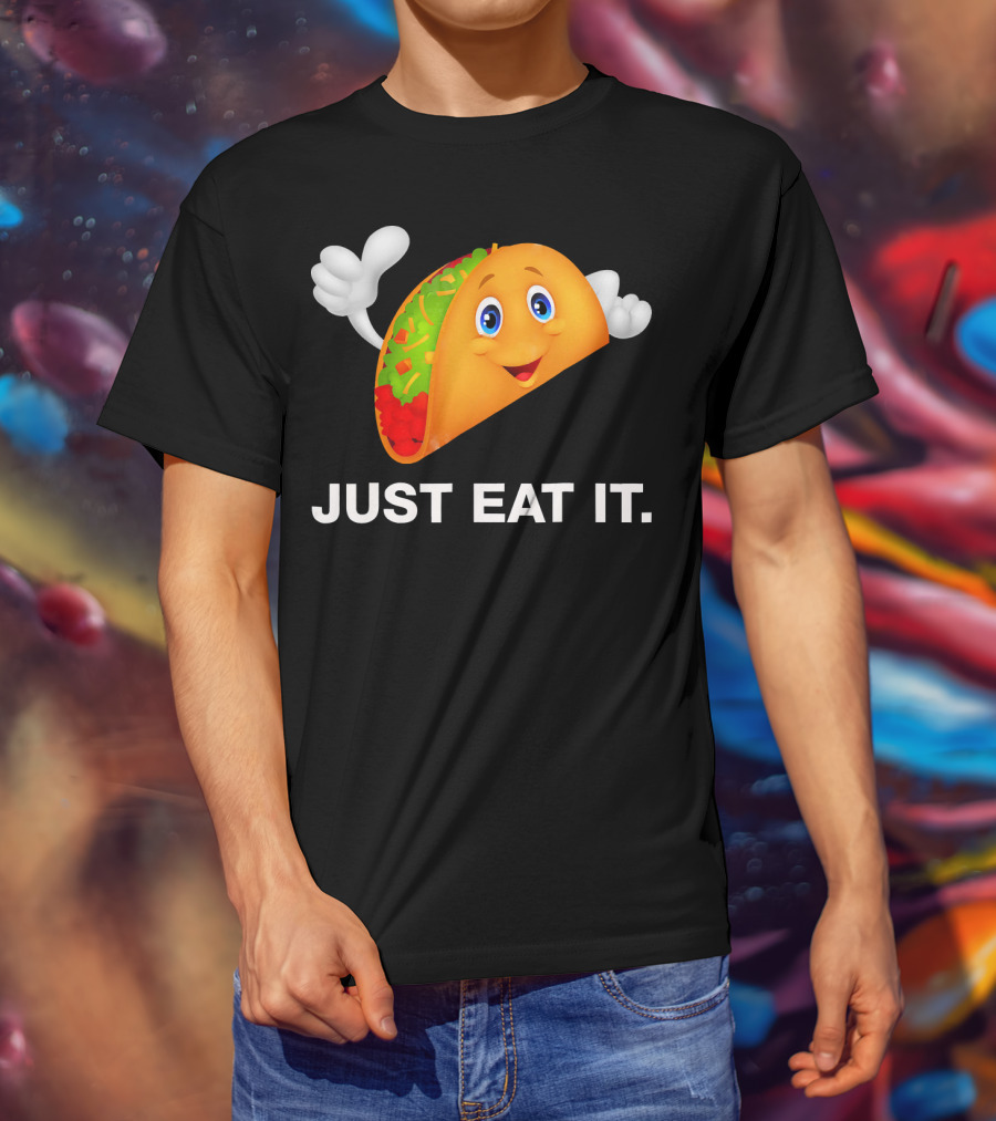 Just Eat It Taco Cartoon Emoji With Hands T-Shirt