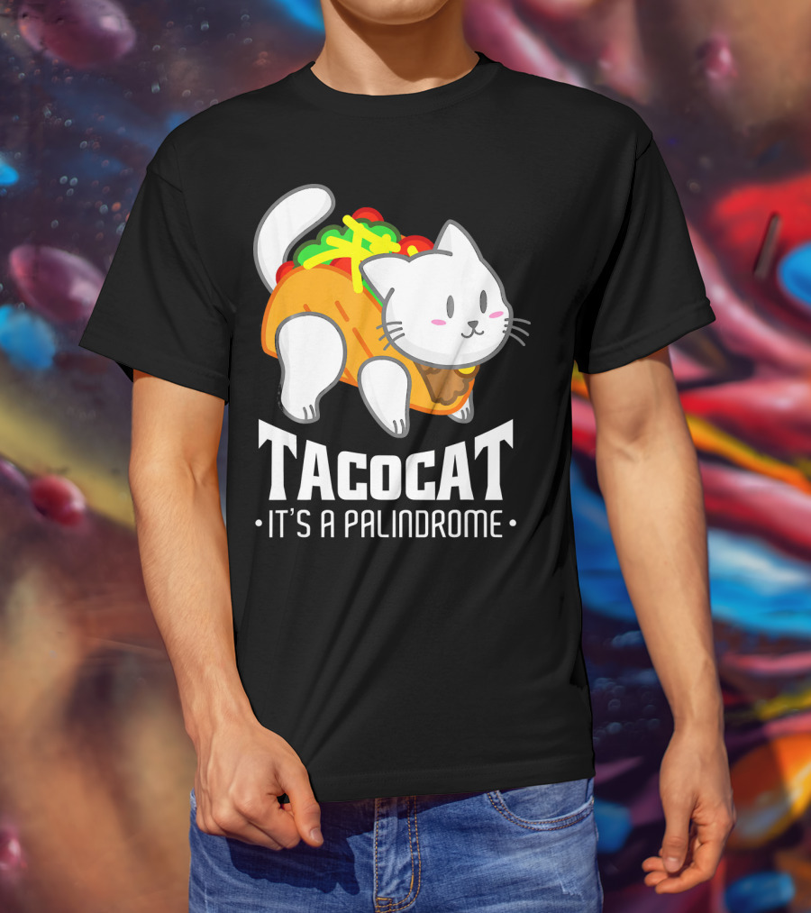 Tacocat It's A Palindrome Cute Funny Taco Cat Lover T-Shirt
