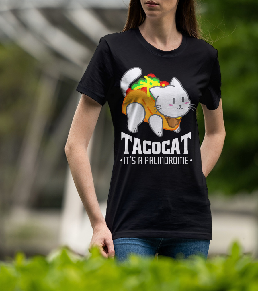 Tacocat It's A Palindrome Cute Funny Taco Cat Lover T-Shirt