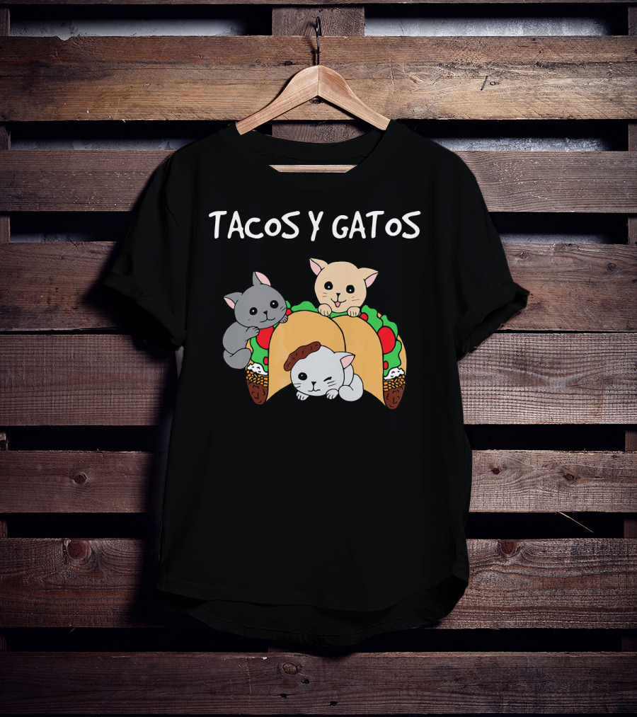 Tacos Y Gatos Cute Funny Cats In Tacos T-Shirt
