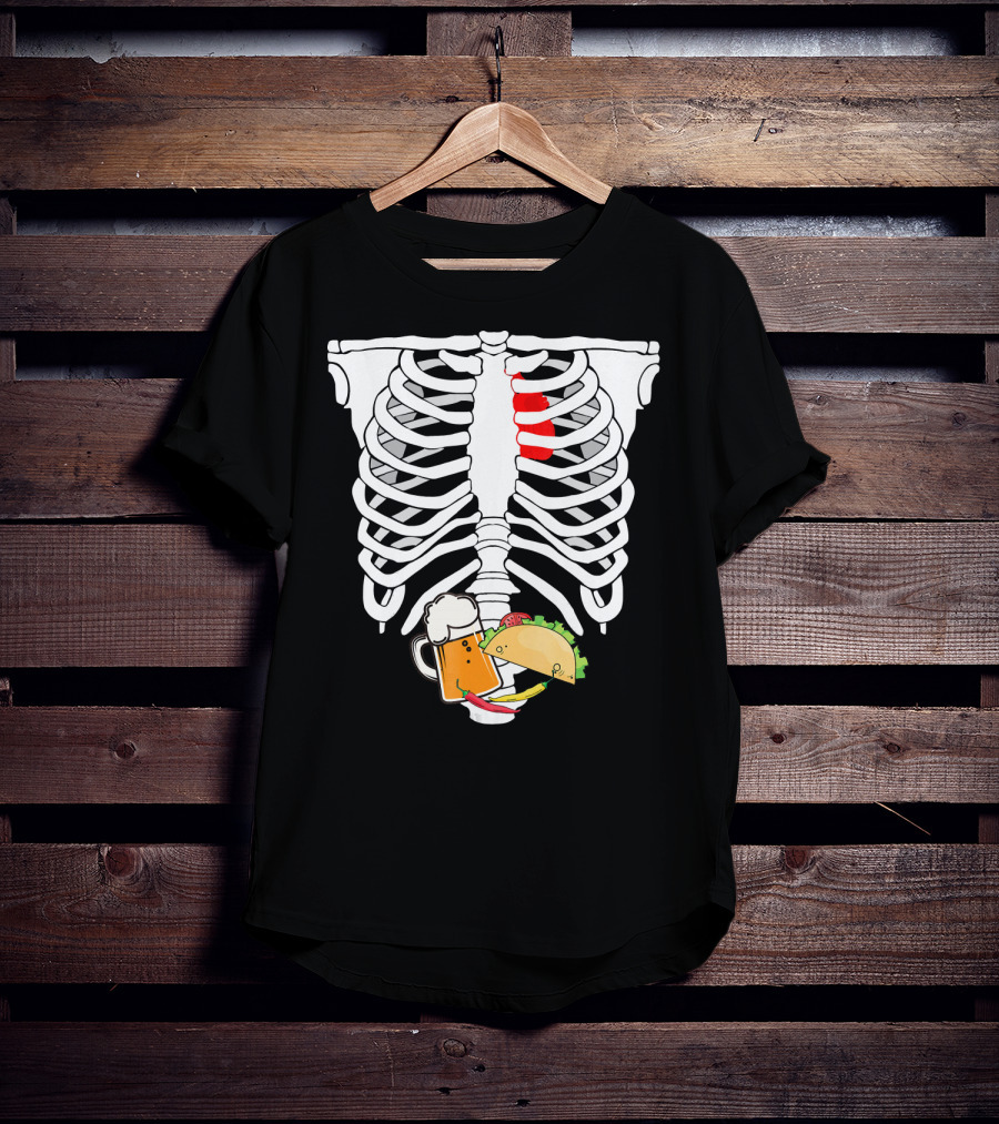 Skeleton X-Ray Taco Beer Unis T-Shirt