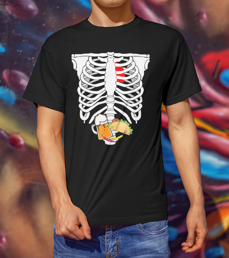 Skeleton X-Ray Taco Beer Unis T-Shirt
