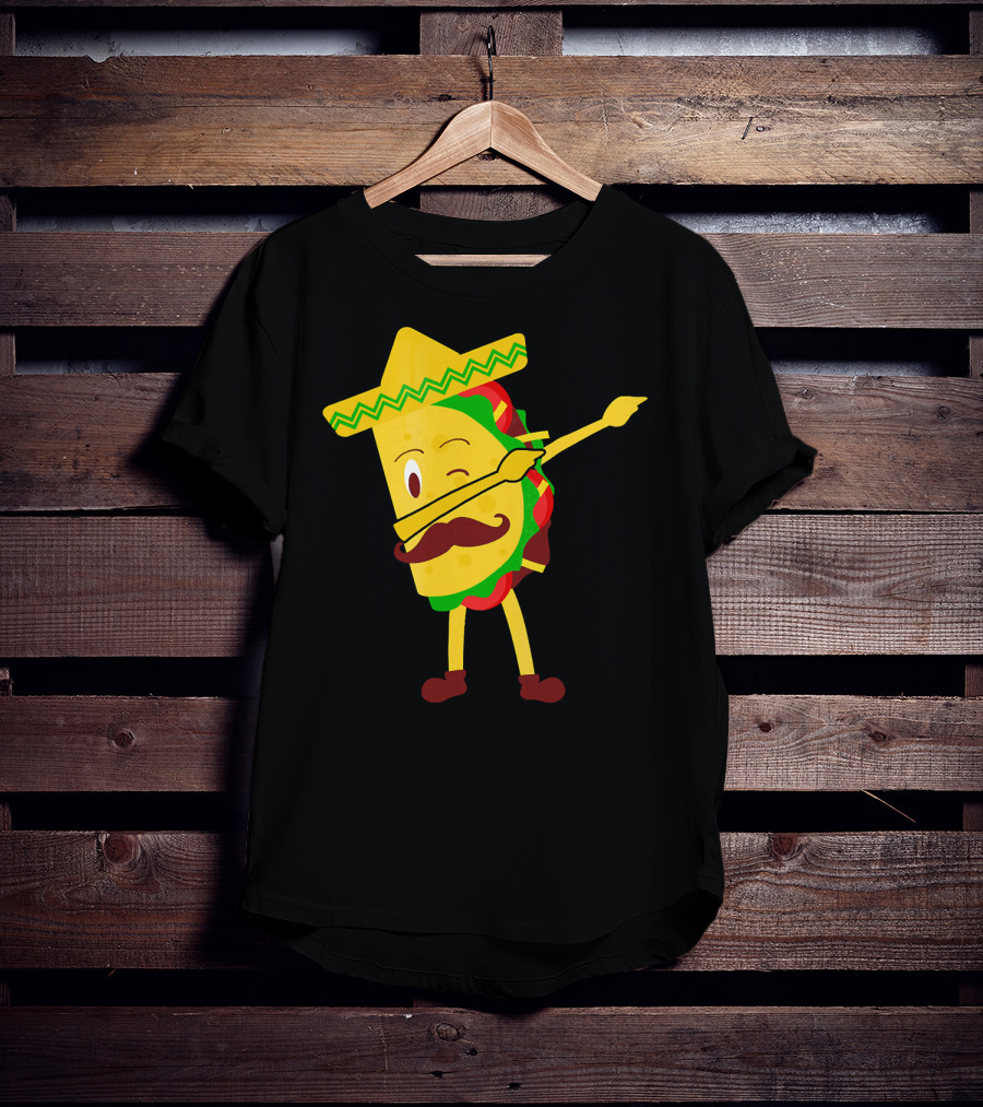 Taco Taco Lover Dabbing Sombrero Mustache T-Shirt