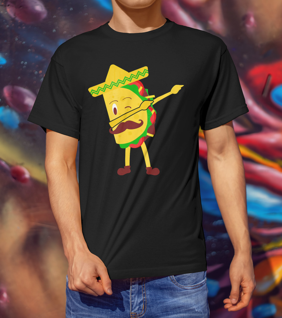 Taco Taco Lover Dabbing Sombrero Mustache T-Shirt