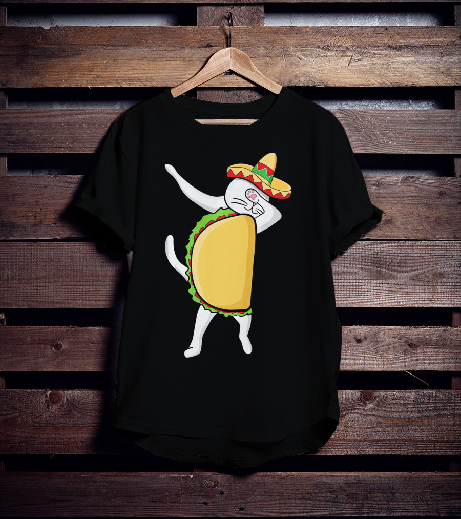 Dabbing Taco Cat Tacocat Cinco De Mayo Sombrero Fiesta T-Shirt