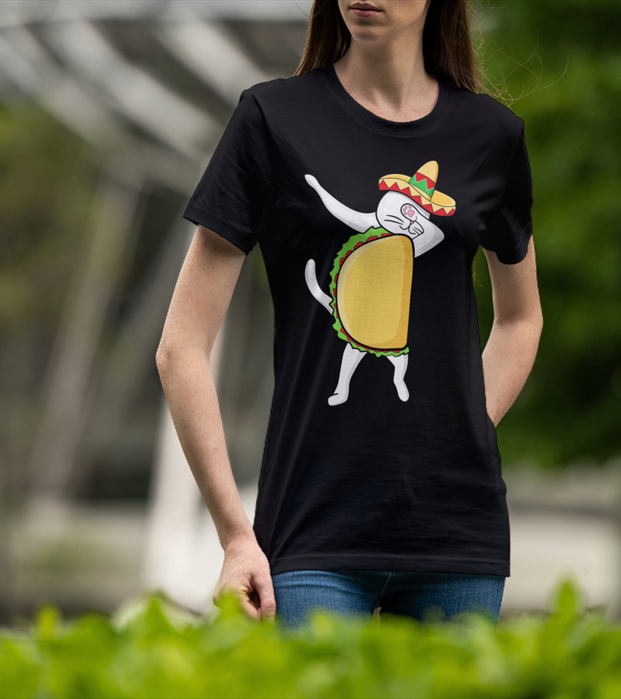 Dabbing Taco Cat Tacocat Cinco De Mayo Sombrero Fiesta T-Shirt