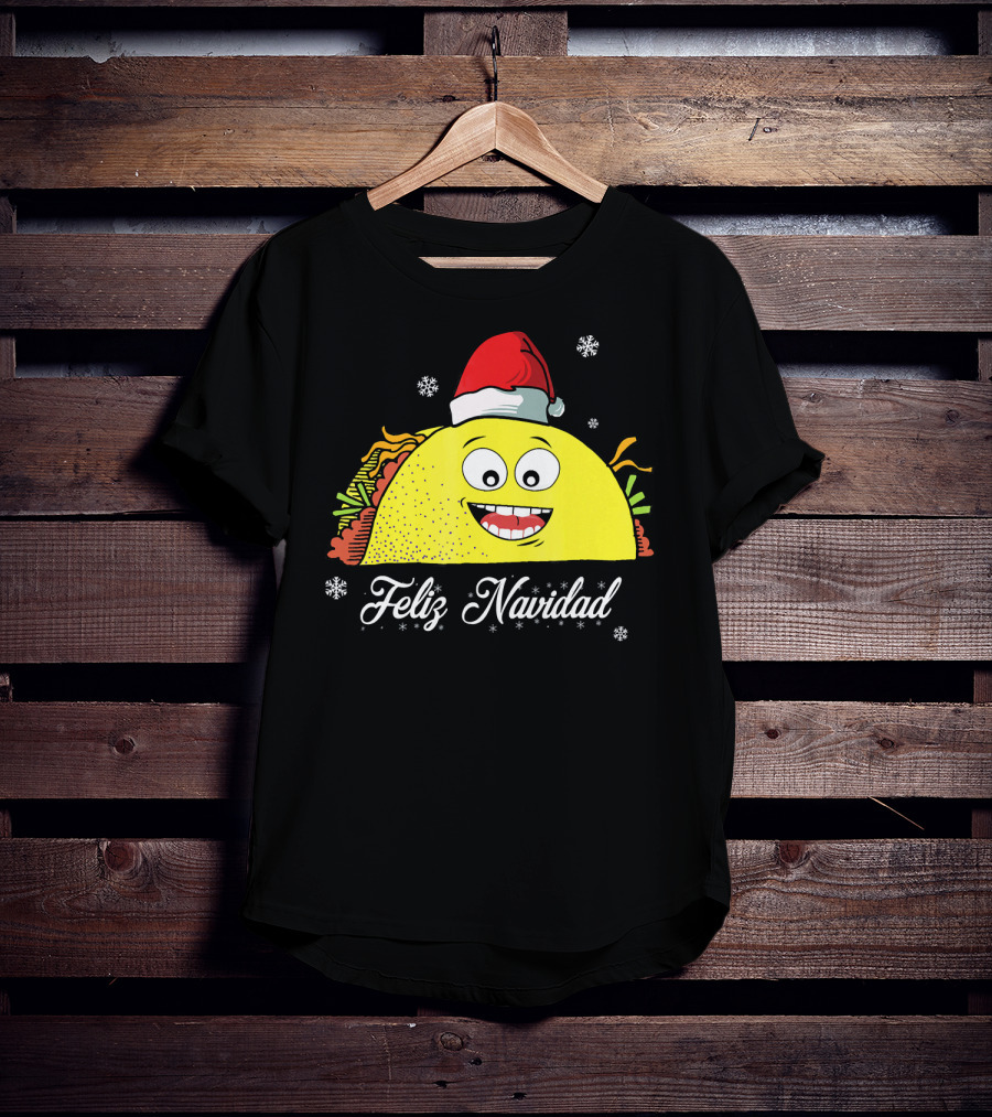 Feliz Navidad Smiling Taco Santa Hat T-Shirt