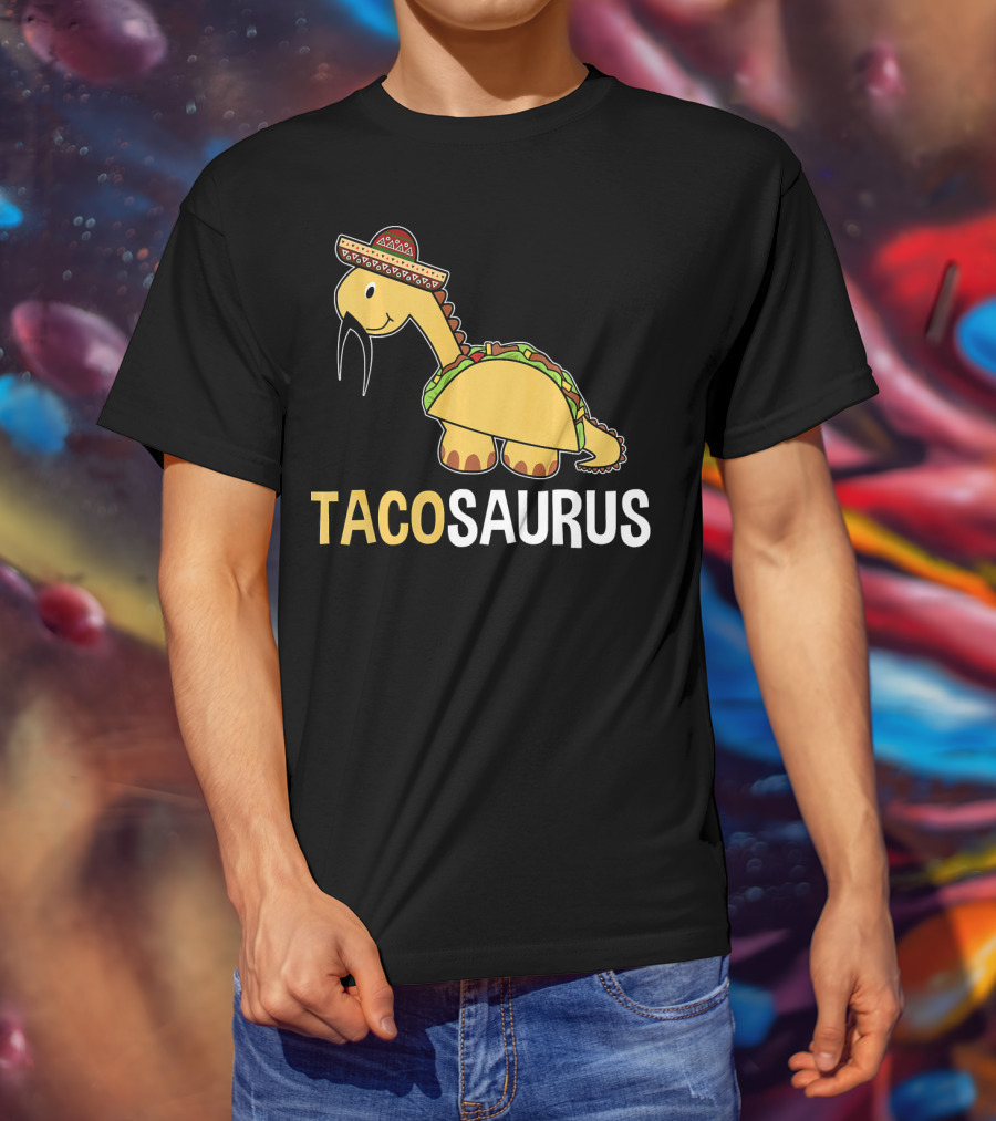 Tacosaurus Dinosaur Wearing Sombrero T-Shirt