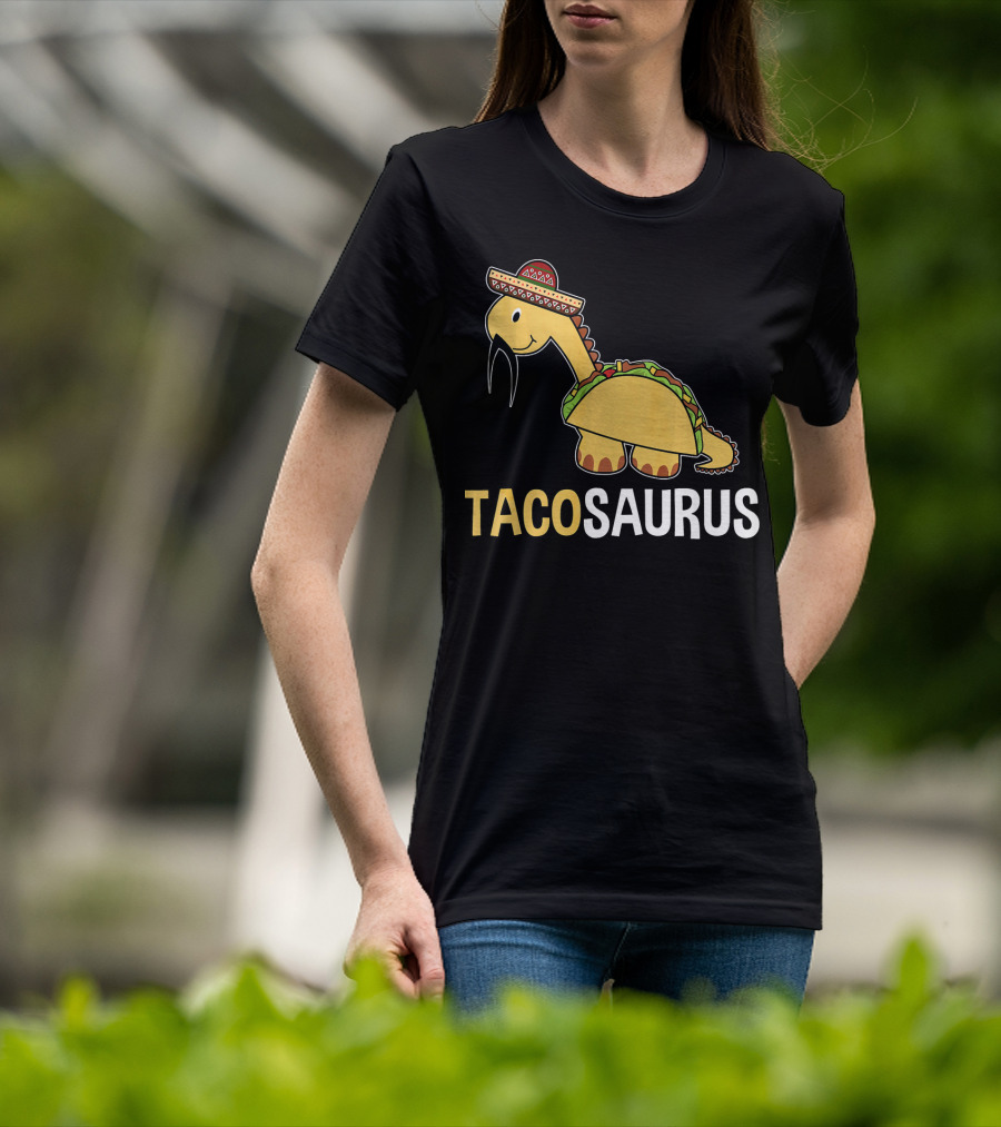 Tacosaurus Dinosaur Wearing Sombrero T-Shirt