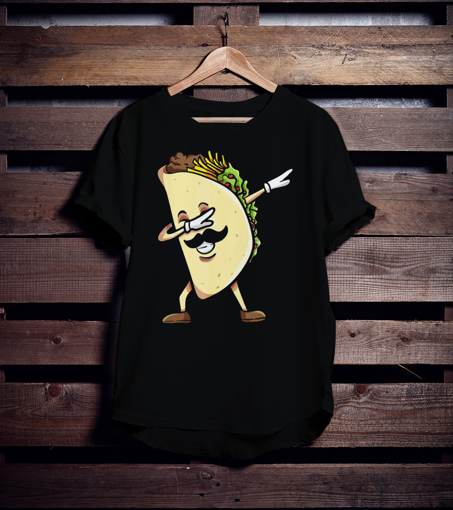 Dabbing Taco Mexican Food Lover With Mustache Dancer T-Shirt