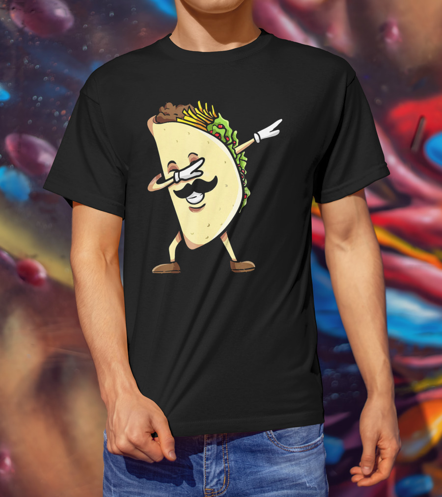 Dabbing Taco Mexican Food Lover With Mustache Dancer T-Shirt