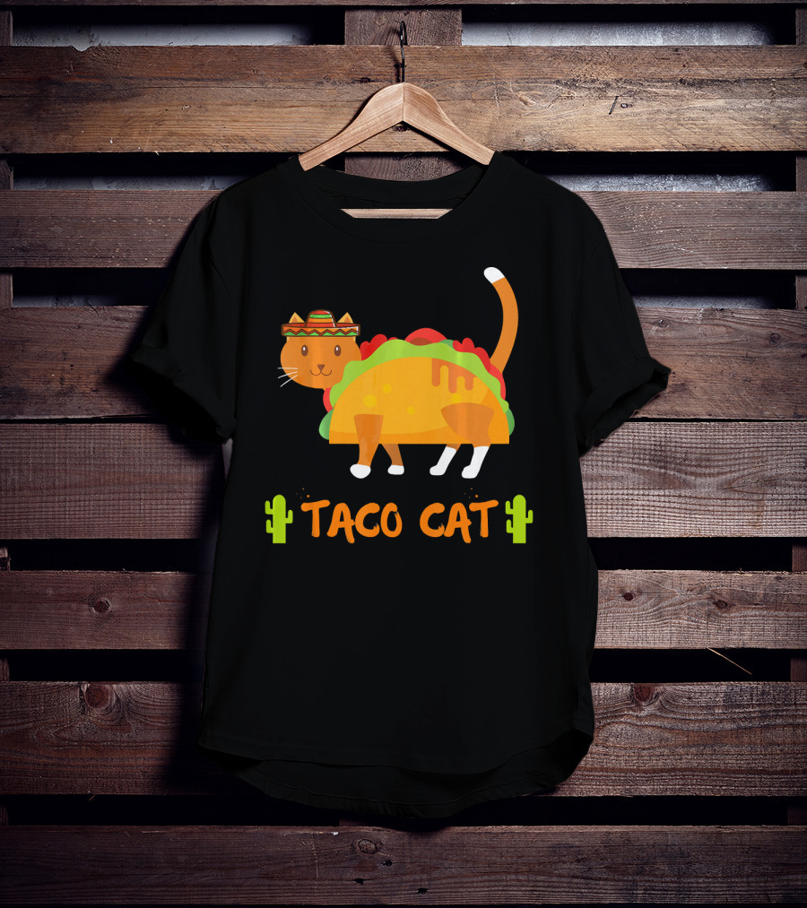 Taco Cat Sombrero With Cactus Fun T-Shirt