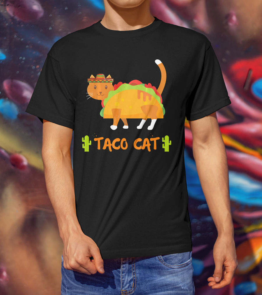Taco Cat Sombrero With Cactus Fun T-Shirt