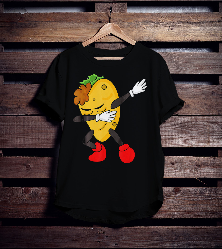 Dabbing Taco Funny Taco Lover Character With Red Shoes T-Shirt