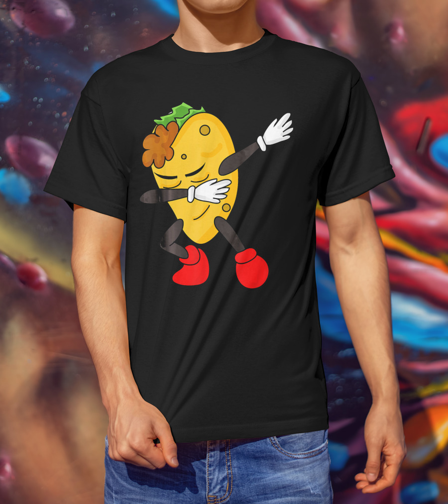 Dabbing Taco Funny Taco Lover Character With Red Shoes T-Shirt