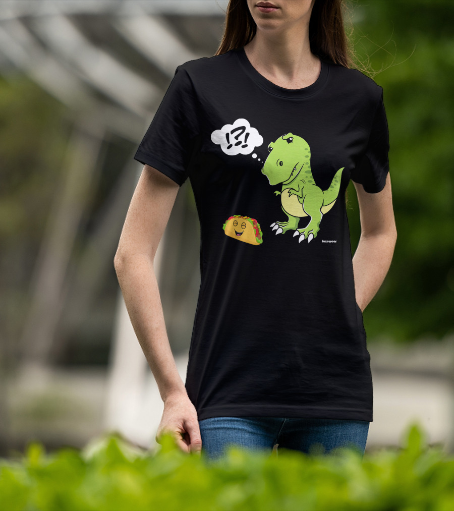TRex Confused By Happy Taco Funny Sad Dino T-Shirt