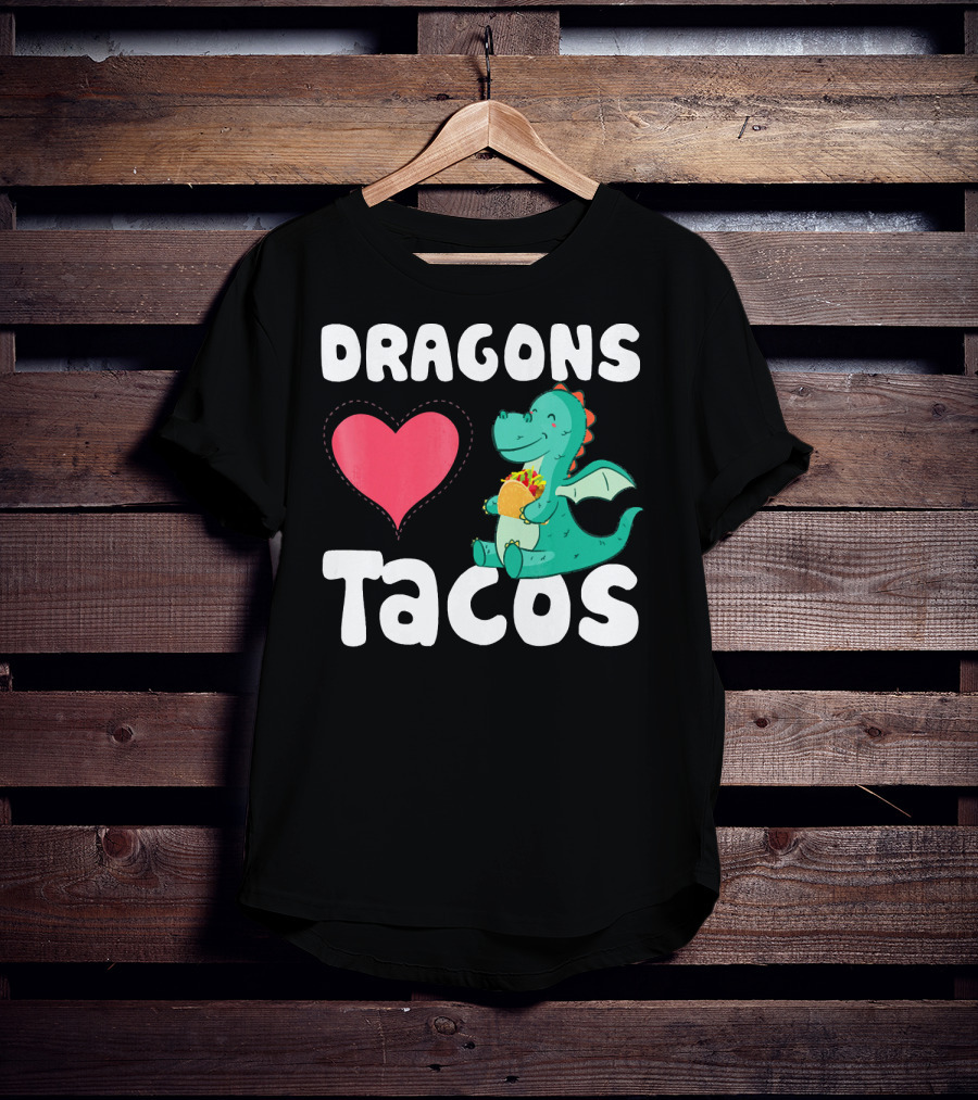 Dragons Love Tacos Heart Dragon Eating Taco T-Shirt
