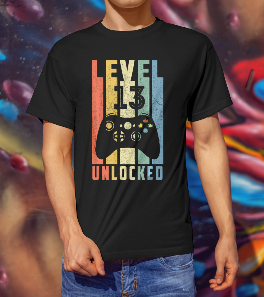 Level 13 Unlocked Video Game Controller Vintage T-Shirt