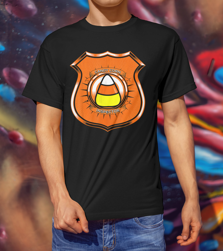 Candy Corn Inspector Police Badge Emblem T-Shirt