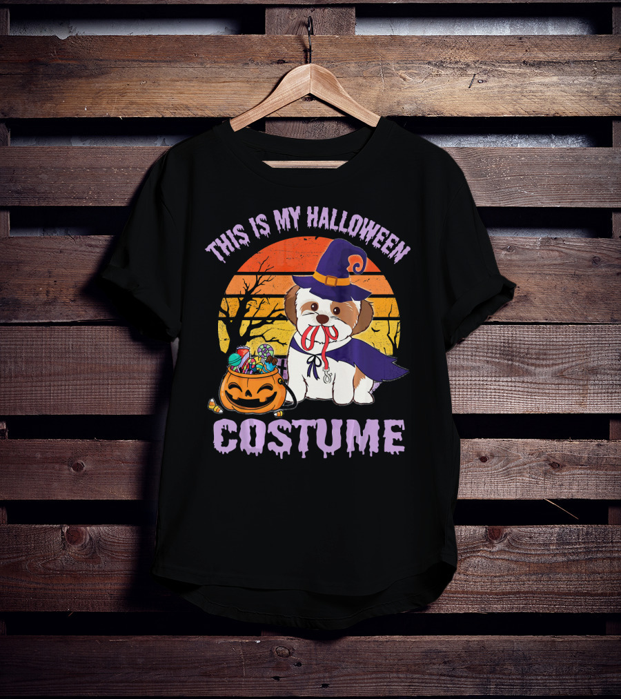 This Is My Halloween Costume Shorkie Dog Witch Pumpkin Candy T-Shirt