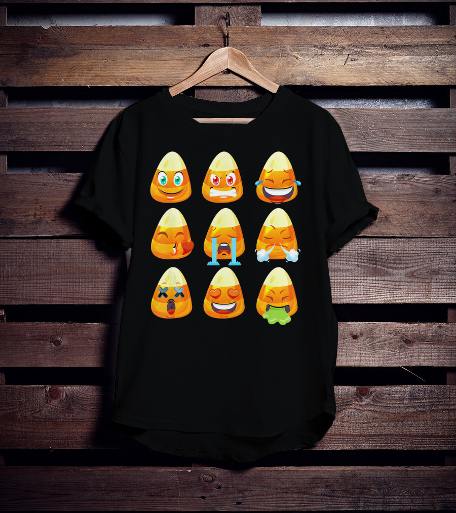 Candy Corn Emoticons Love Faces Expressions T-Shirt