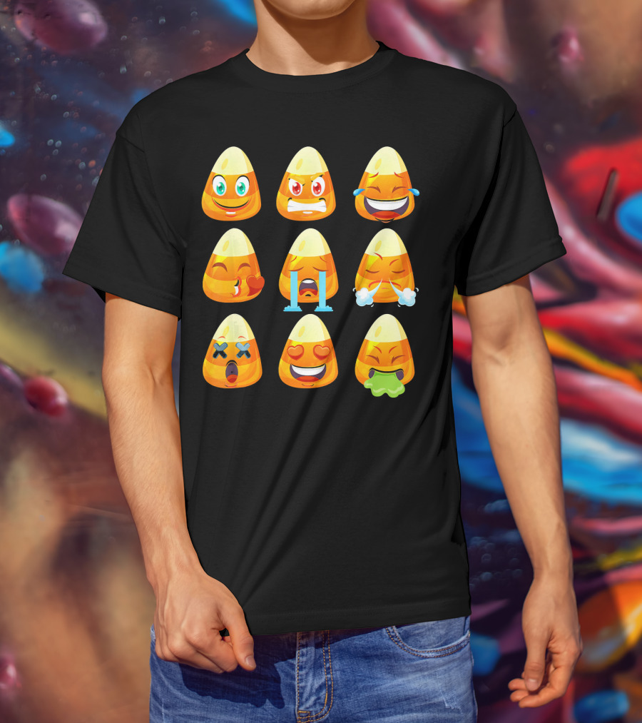 Candy Corn Emoticons Love Faces Expressions T-Shirt