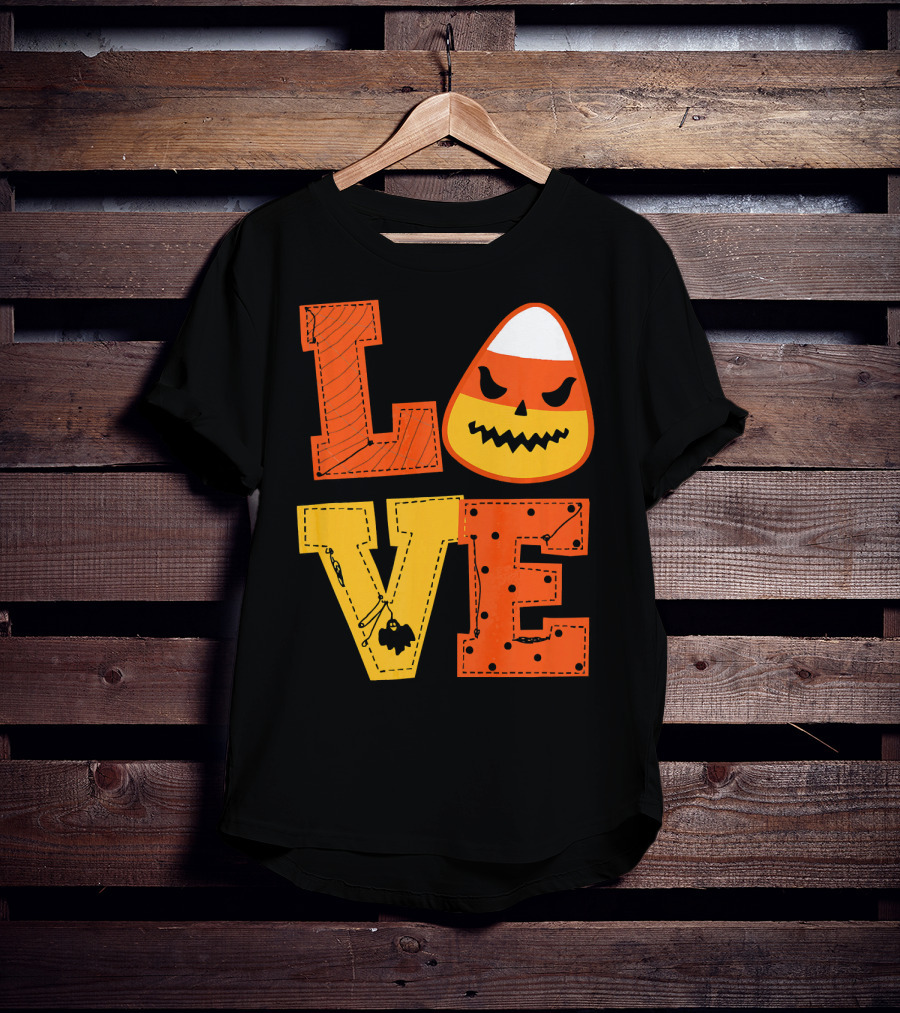 LOVE Candy Corn Halloween Pumpkin T-Shirt