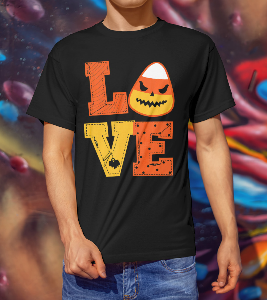 LOVE Candy Corn Halloween Pumpkin T-Shirt