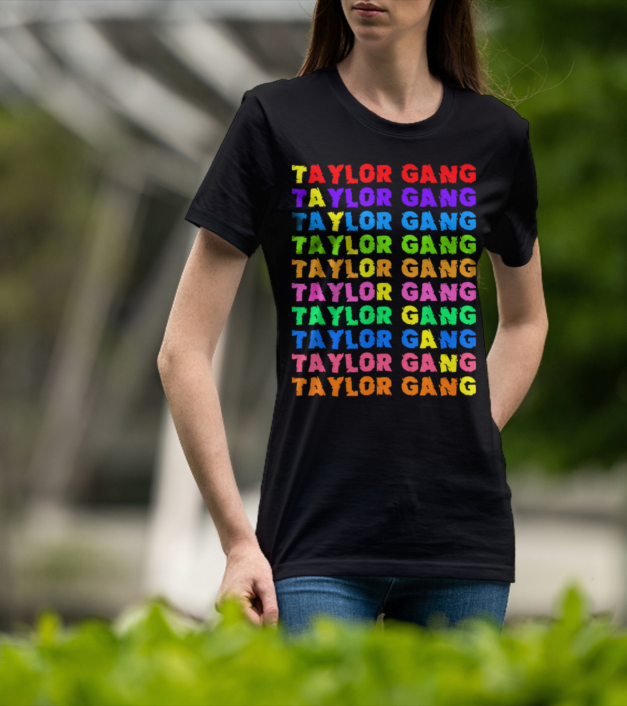 Taylor Gang Colorful Rainbow Typography T-Shirt