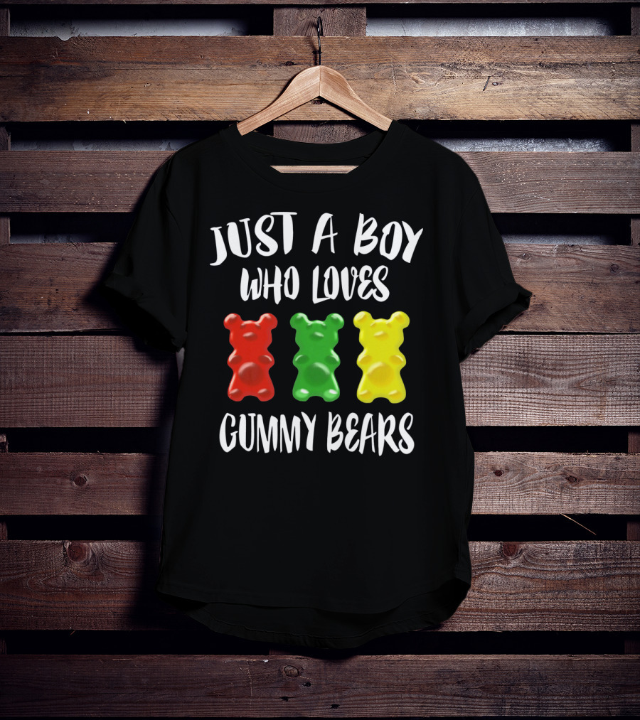 Just A Boy Who Loves Gummy Bears Red Green Yellow Bears T-Shirt