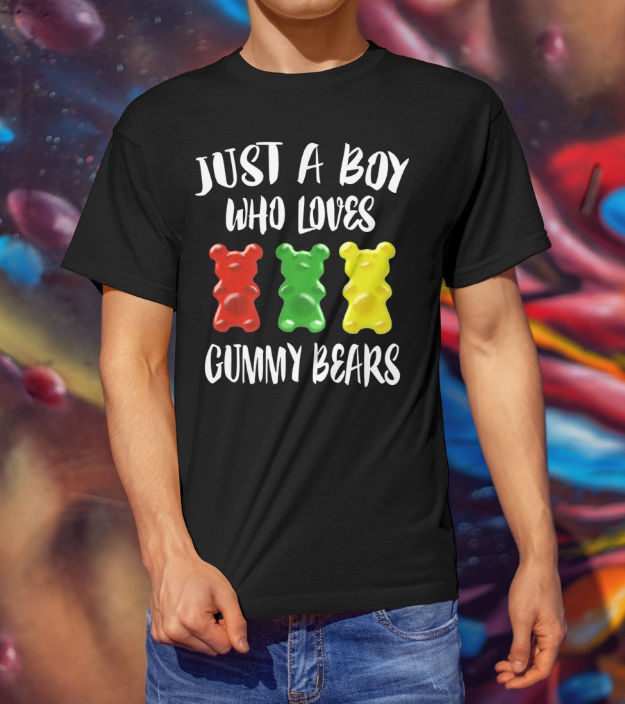 Just A Boy Who Loves Gummy Bears Red Green Yellow Bears T-Shirt