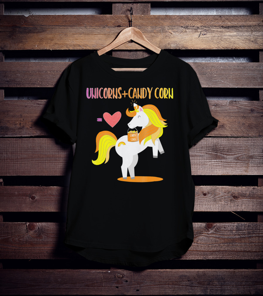 Unicorns Candy Corn Heart Equation T-Shirt