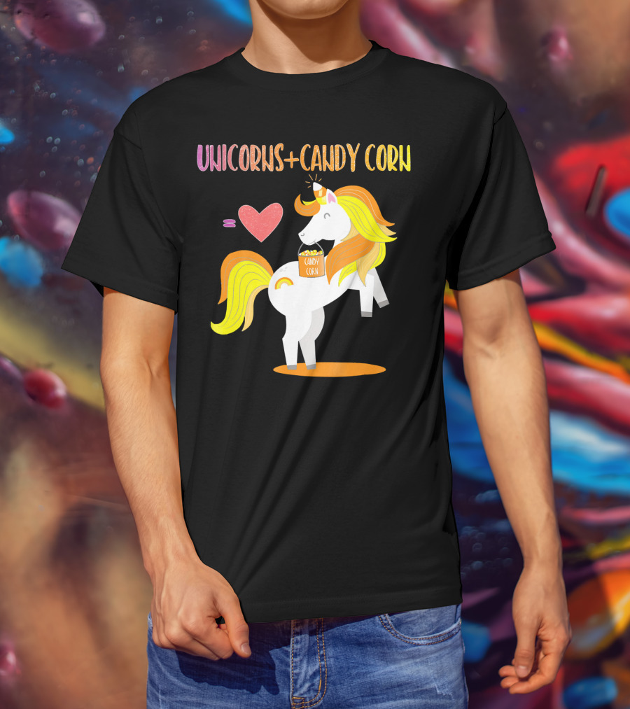Unicorns Candy Corn Heart Equation T-Shirt