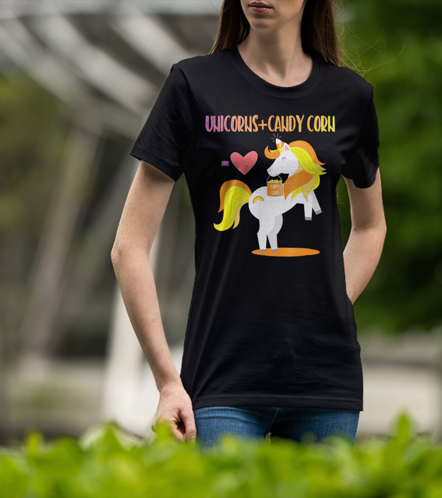 Unicorns Candy Corn Heart Equation T-Shirt