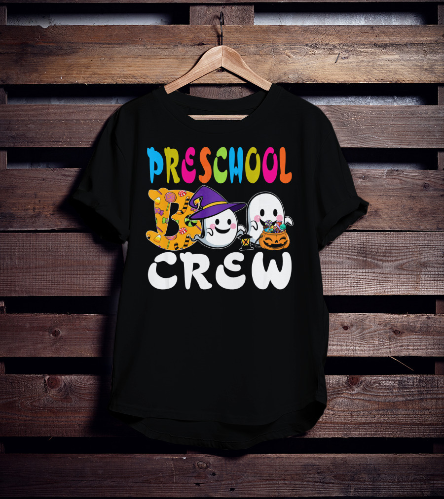 Preschool Boo Crew Halloween Ghosts Candy Wizard Hat T-Shirt