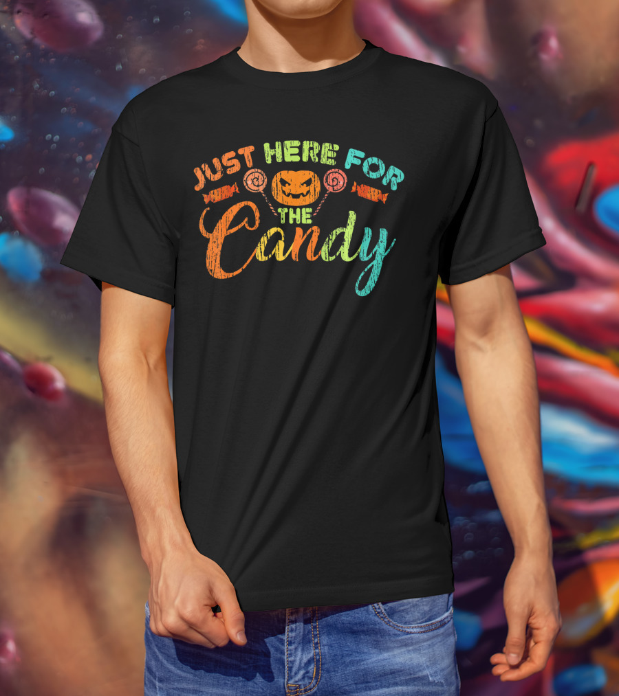 Just Here For The Candy Halloween Jack-O'-Lantern Lollipops T-Shirt