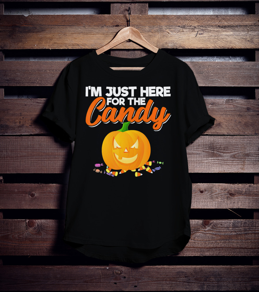 I'm Just Here For The Candy Pumpkin Halloween Candy Corn T-Shirt