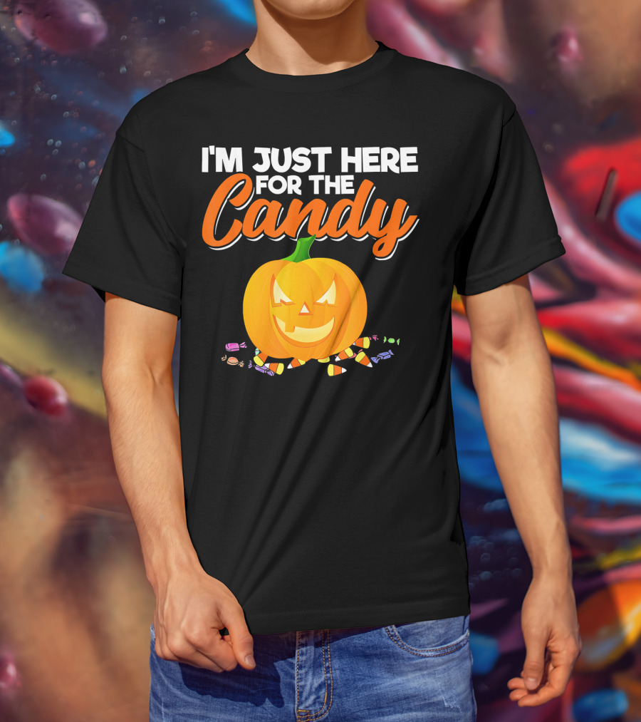 I'm Just Here For The Candy Pumpkin Halloween Candy Corn T-Shirt