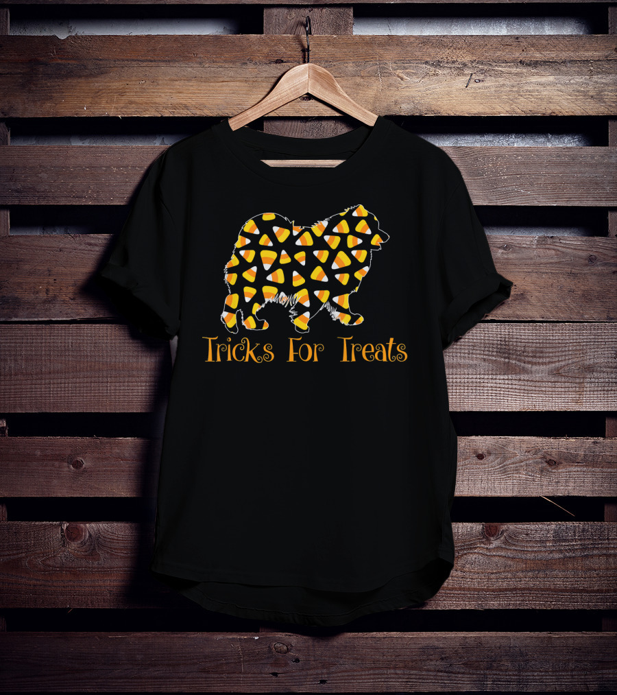 Tricks For Treats Candy Corn Samoyed Halloween T-Shirt