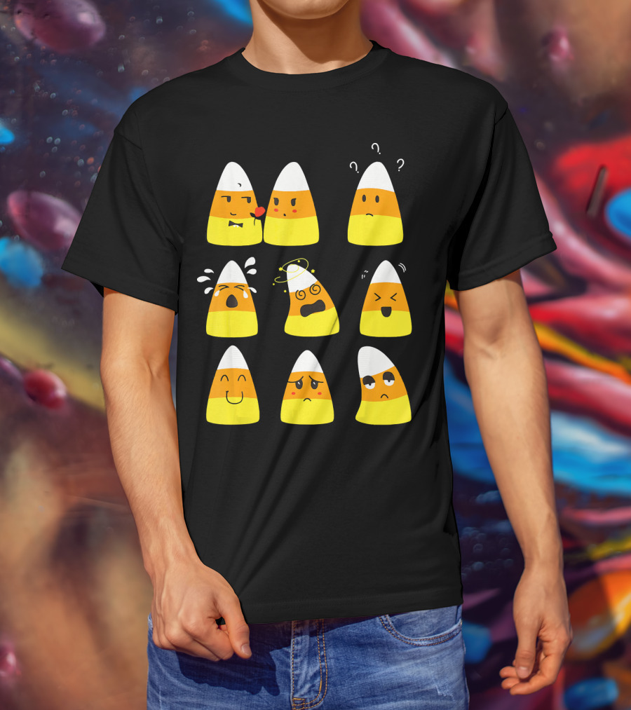 Candy Corn Emoticons Expressive Faces T-Shirt