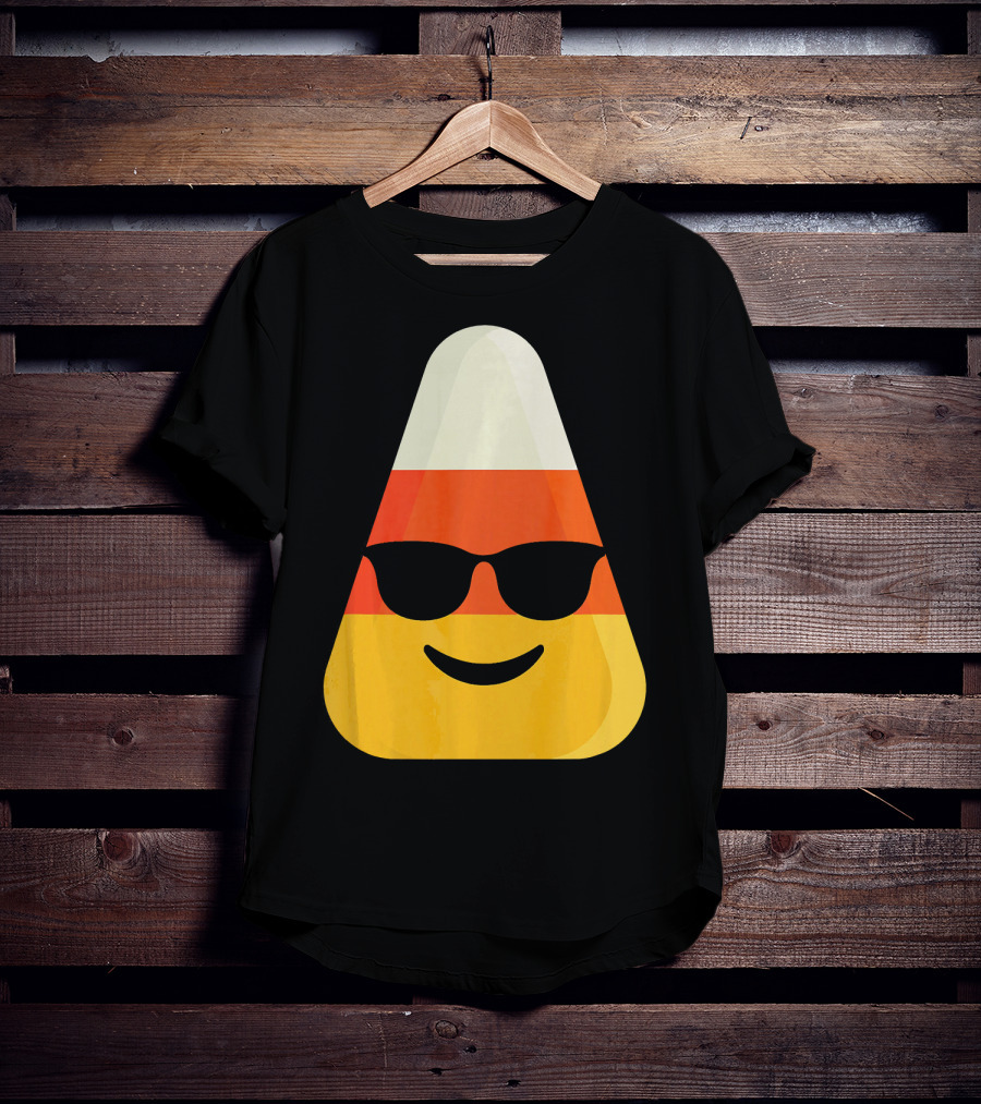 Candy Corn Emoji With Sunglasses Cool Shades T-Shirt