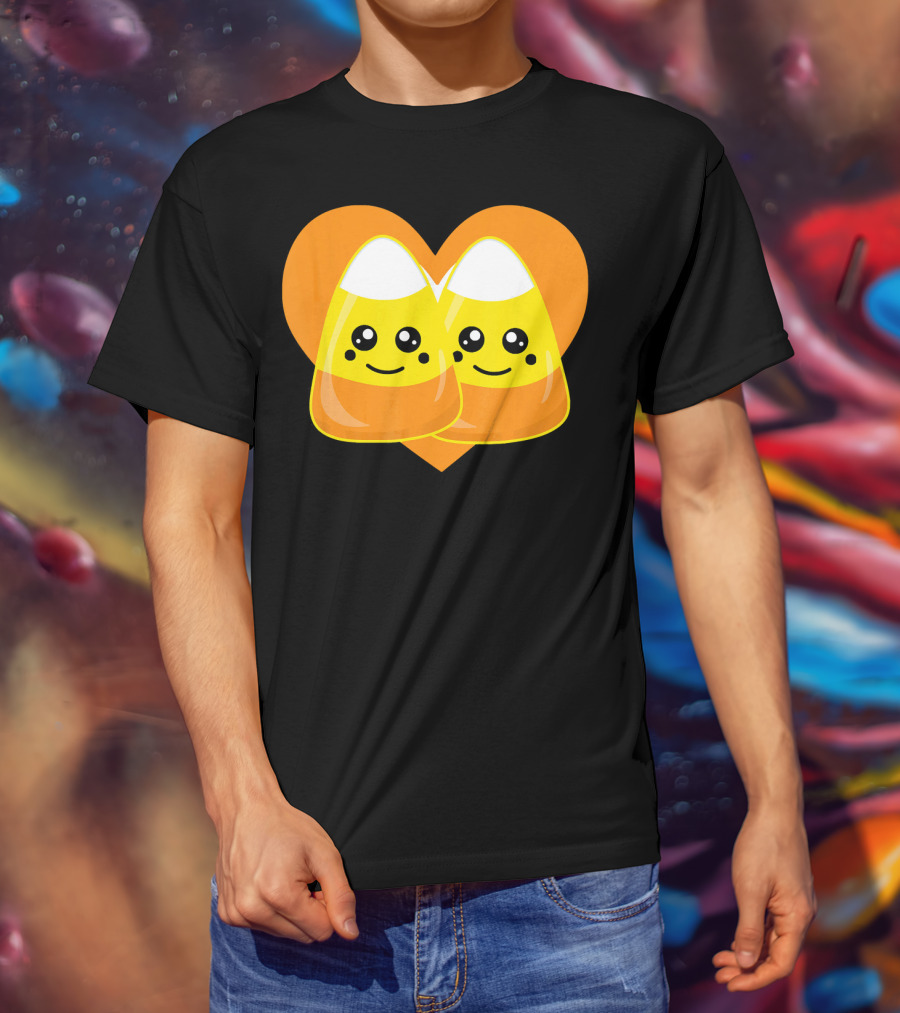 Love Candy Corn Cute Heart Kawaii Candy Corn Duo T-Shirt