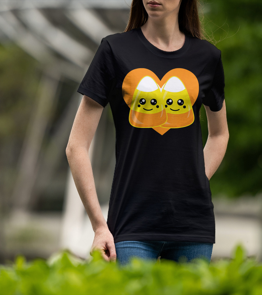 Love Candy Corn Cute Heart Kawaii Candy Corn Duo T-Shirt
