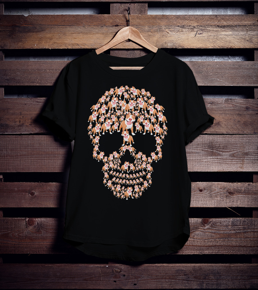 Pit Bull Skull Made Of Smiling Pit Bulls T-Shirt