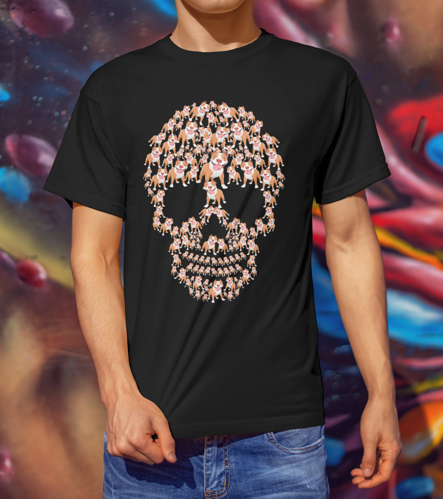 Pit Bull Skull Made Of Smiling Pit Bulls T-Shirt
