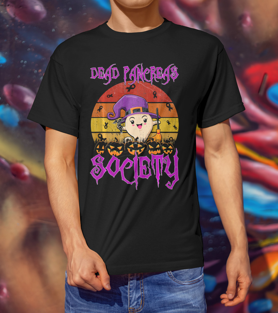 Dead Pancreas Society Halloween Pumpkin Witch Hat T-Shirt